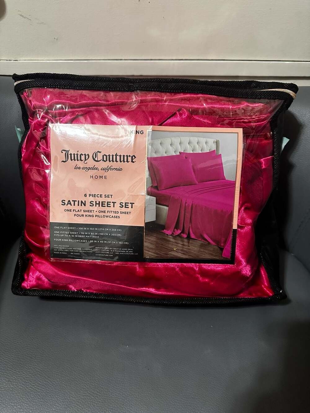 Juicy Couture Home Cristal Collection 6-Piece Satin Sheet Set King